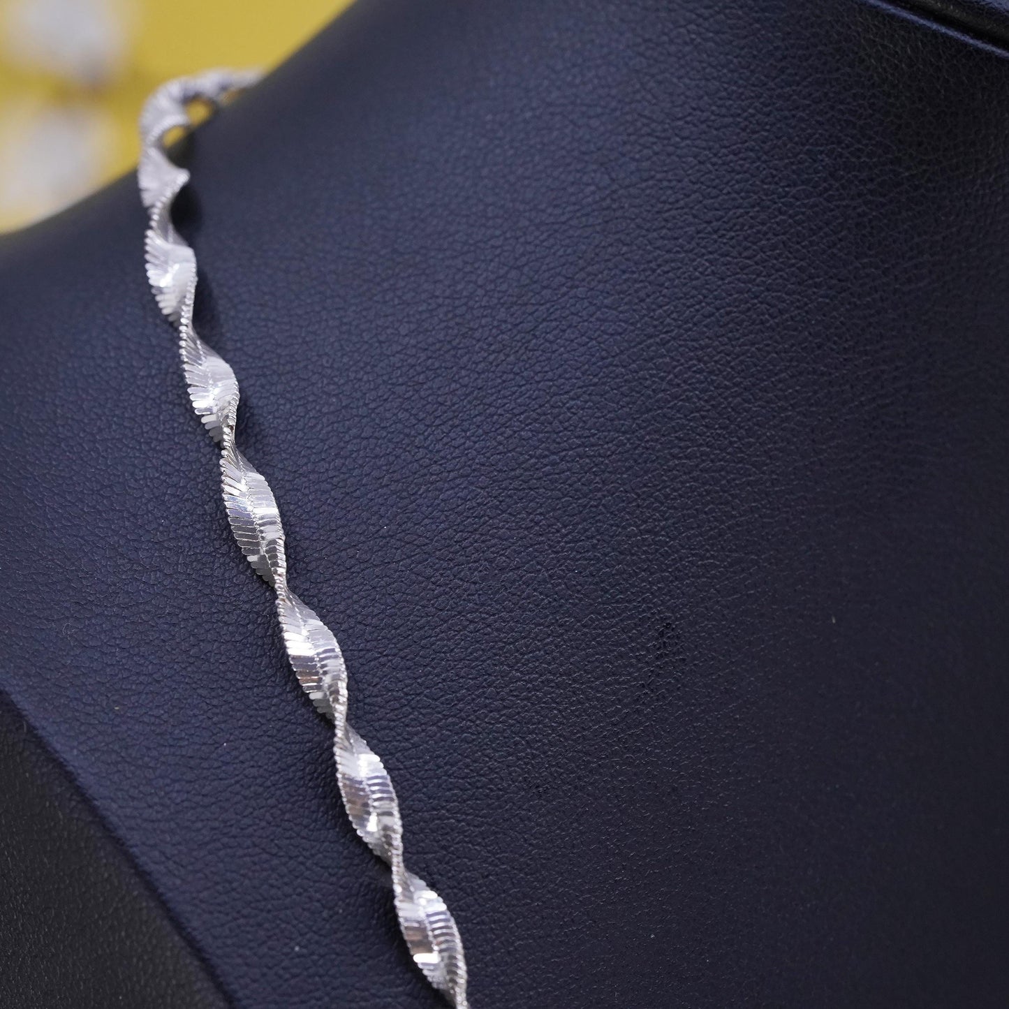 24" 3mm, vintage Sterling silver necklace, 925 twisted herringbone chain