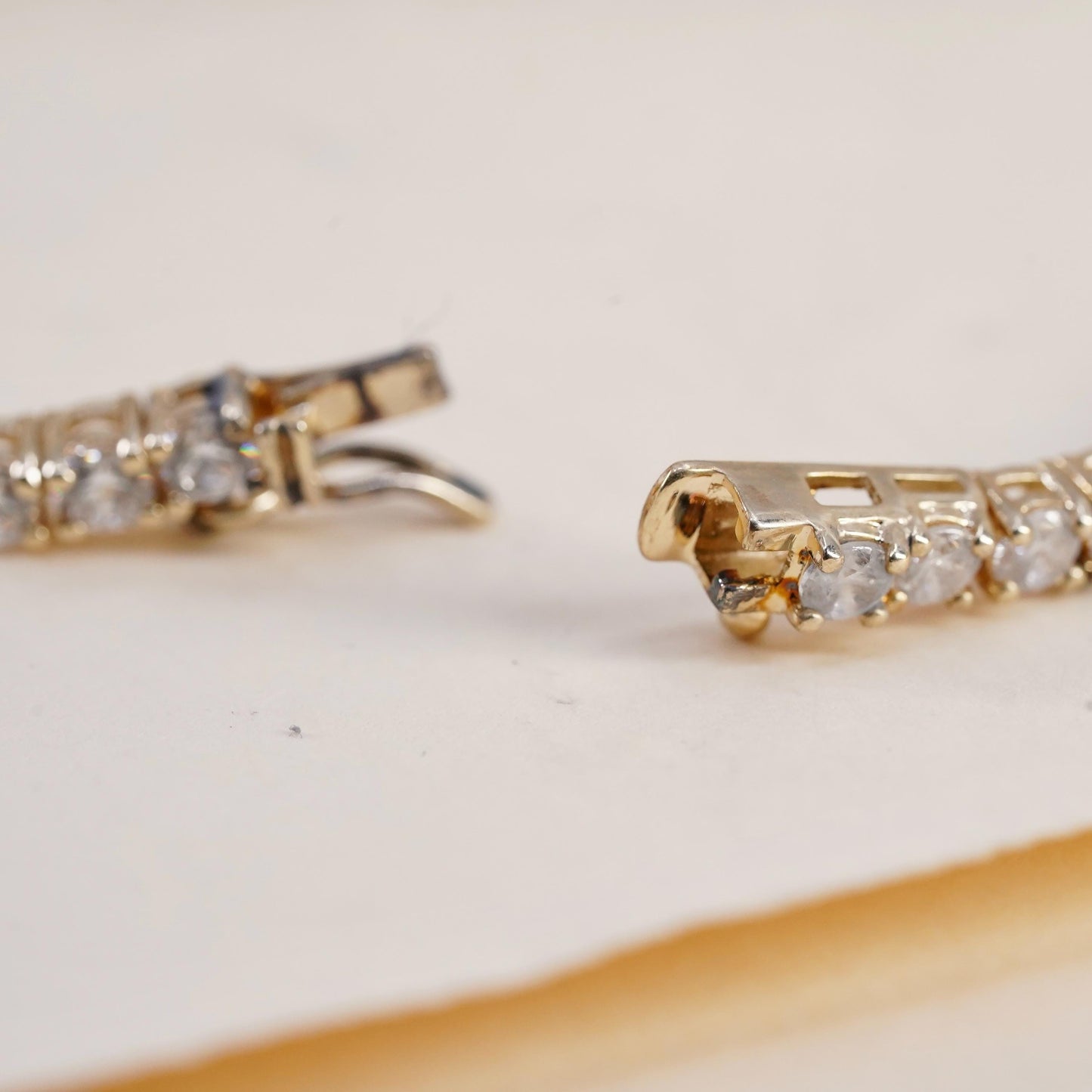 7", Vintage vermeil gold over Sterling 925 silver tennis bracelet with cz