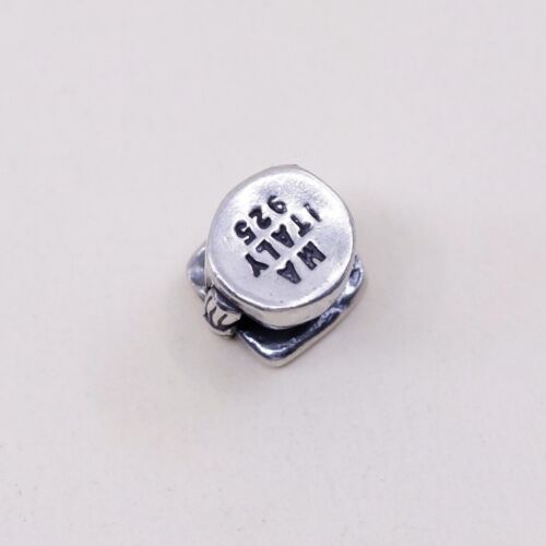 vtg sterling silver graduation pendant, 925 silver cap bead charm W/ Cz