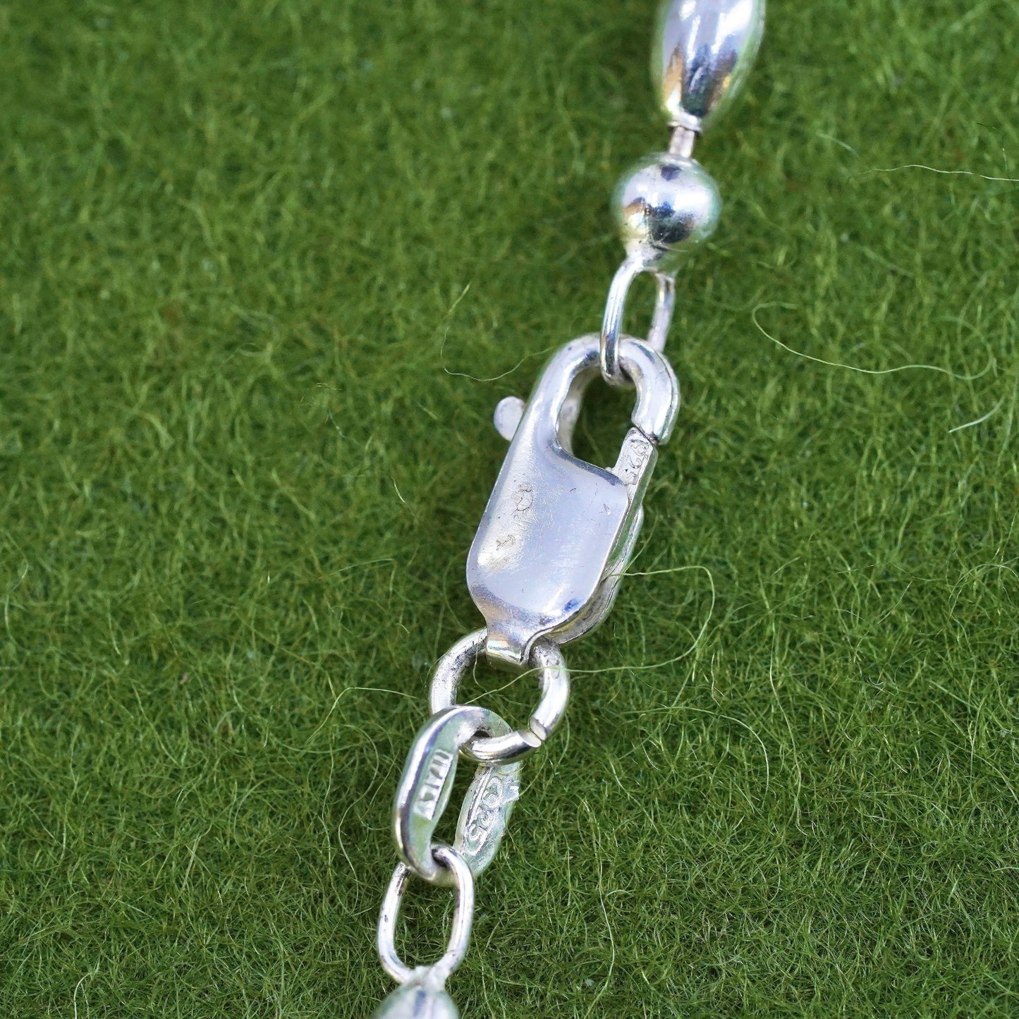 18", 3mm, Vintage sterling silver bold beads chain, 925 necklace