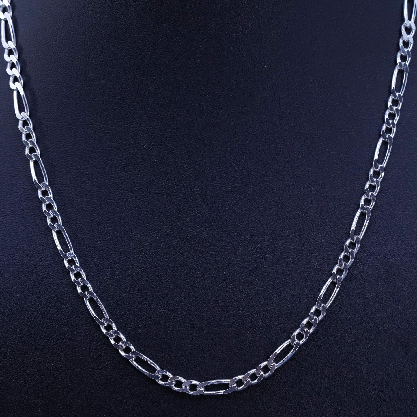 20”, 5mm, vintage Sterling silver handmade necklace, 925 Figaro link chain