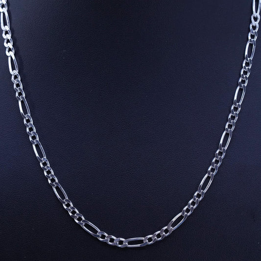 20”, 5mm, vintage Sterling silver handmade necklace, 925 Figaro link chain