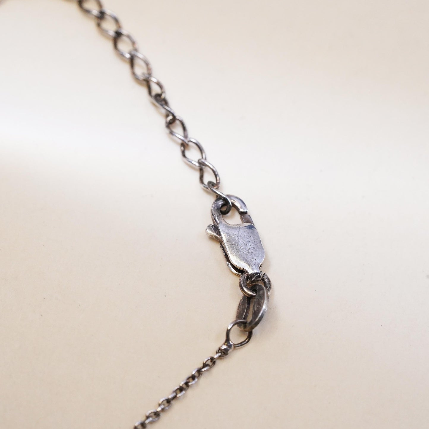 14+2", VTG sterling silver handmade necklace, circle chain name Zane pendant