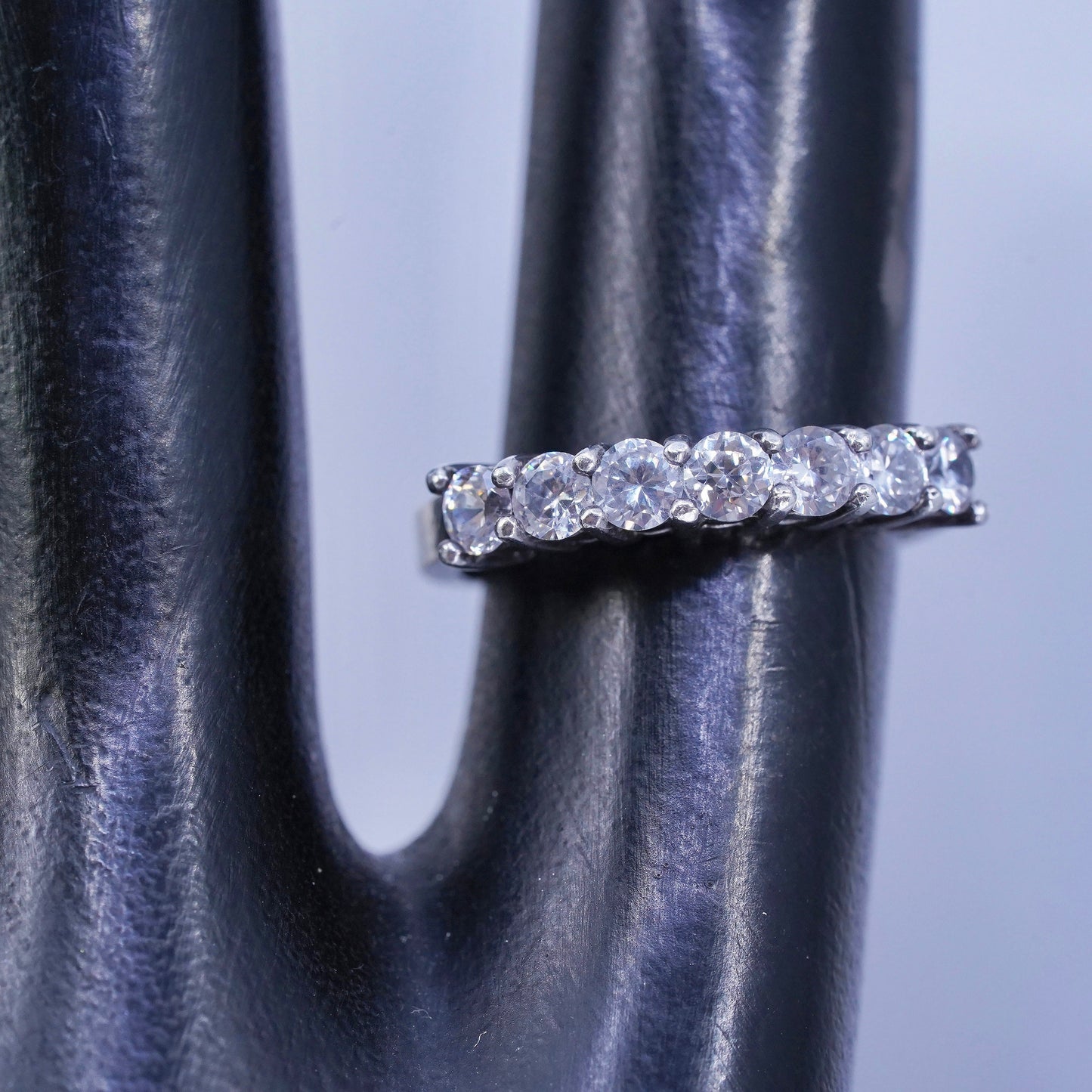 Size 5, vintage southwestern Sterling 925 silver wedding ring, Cz band