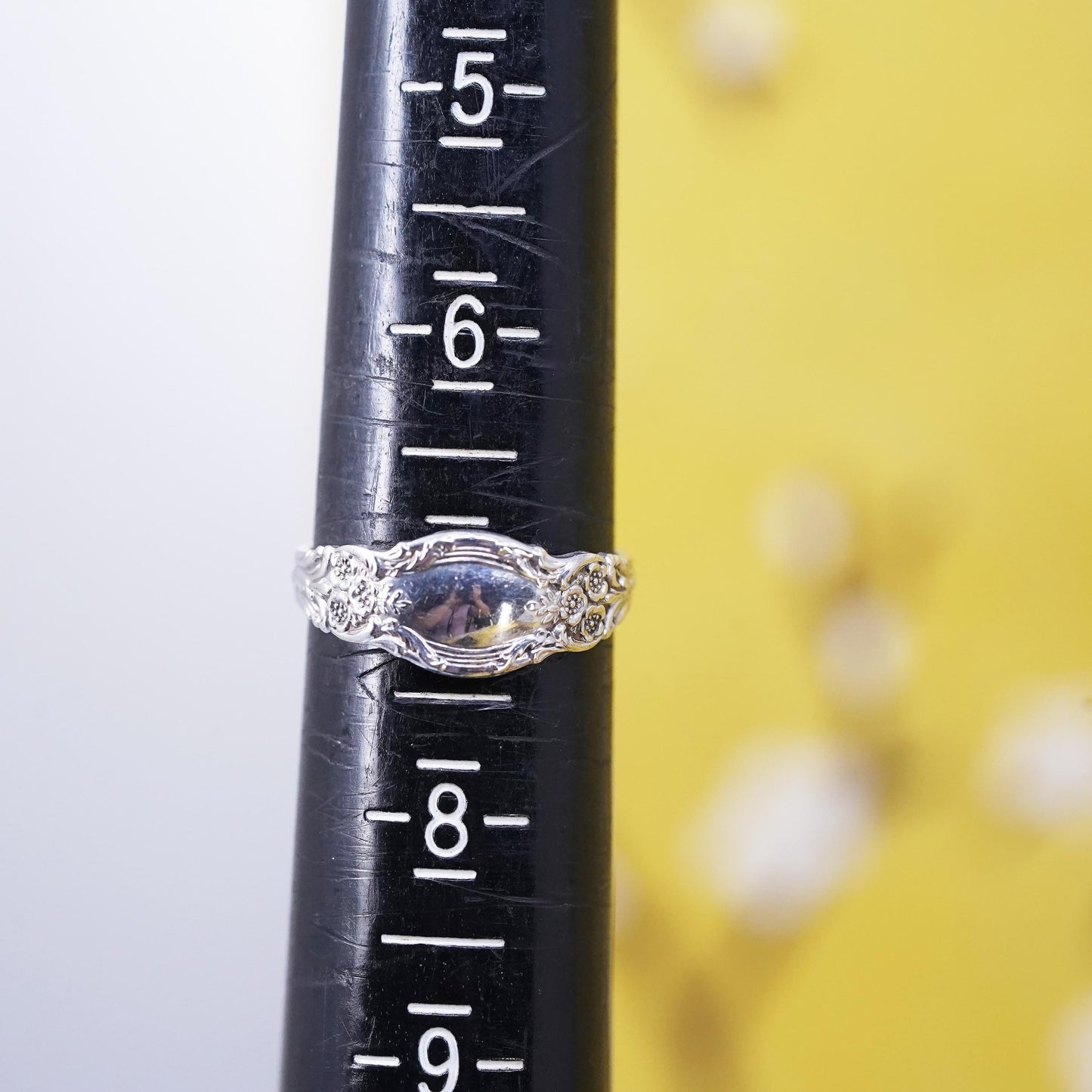 Size 7, adjustable VTG Sterling 925 silver handmade band, Sterling spoon ring