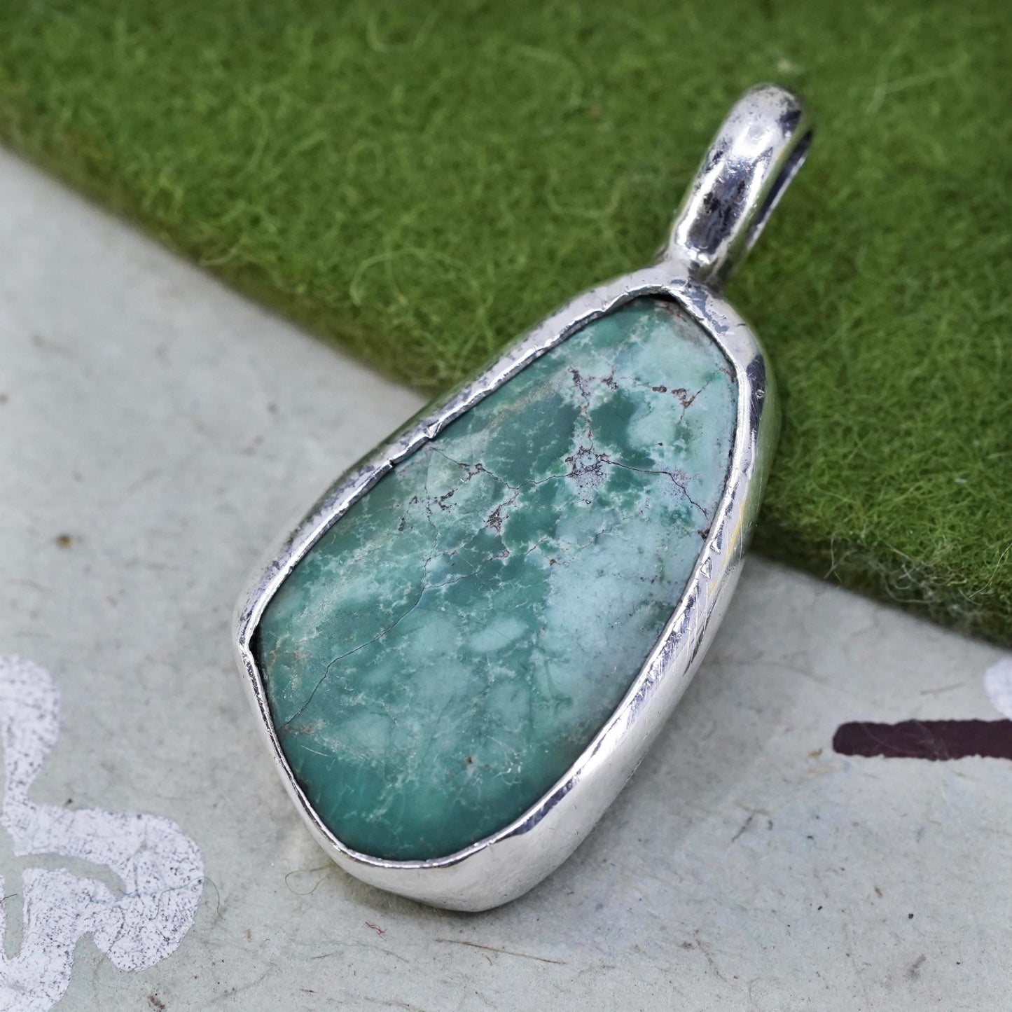 Native American Navajo Sterling 925 silver handmade pendant with turquoise
