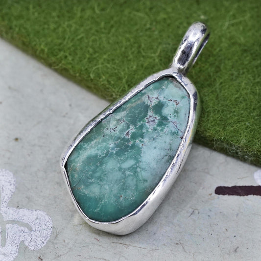 Native American Navajo Sterling 925 silver handmade pendant with turquoise