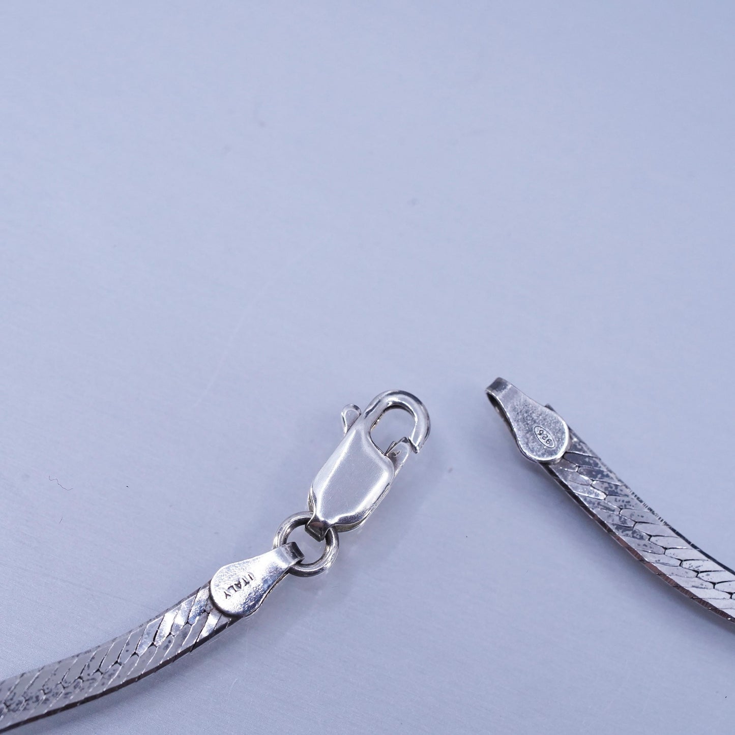 16” 3mm, vintage Italy Sterling 925 silver herringbone chain necklace