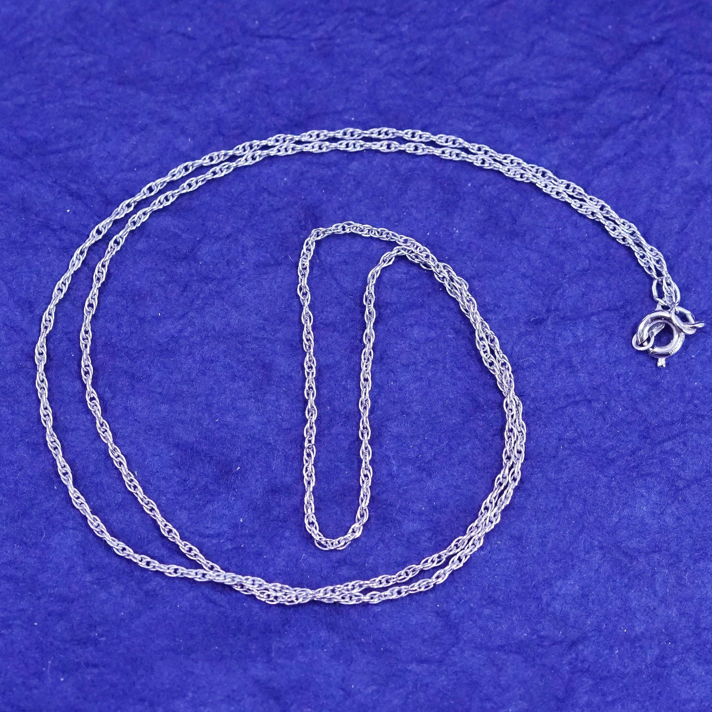 20”, 1.6mm, vintage Sterling silver necklace, 925 Singapore rope chain