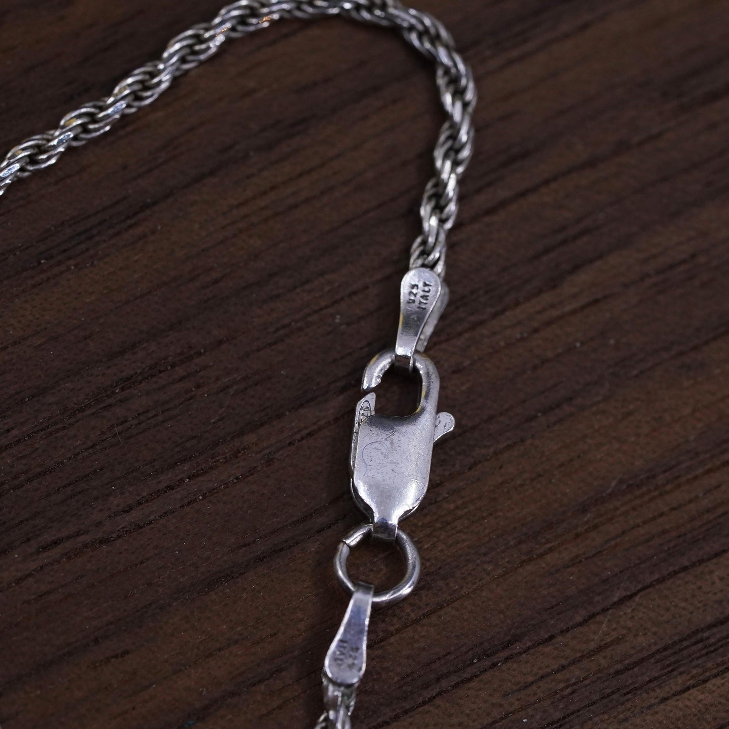 18” 2mm, vintage Sterling silver necklace, Italy 925 rope chain