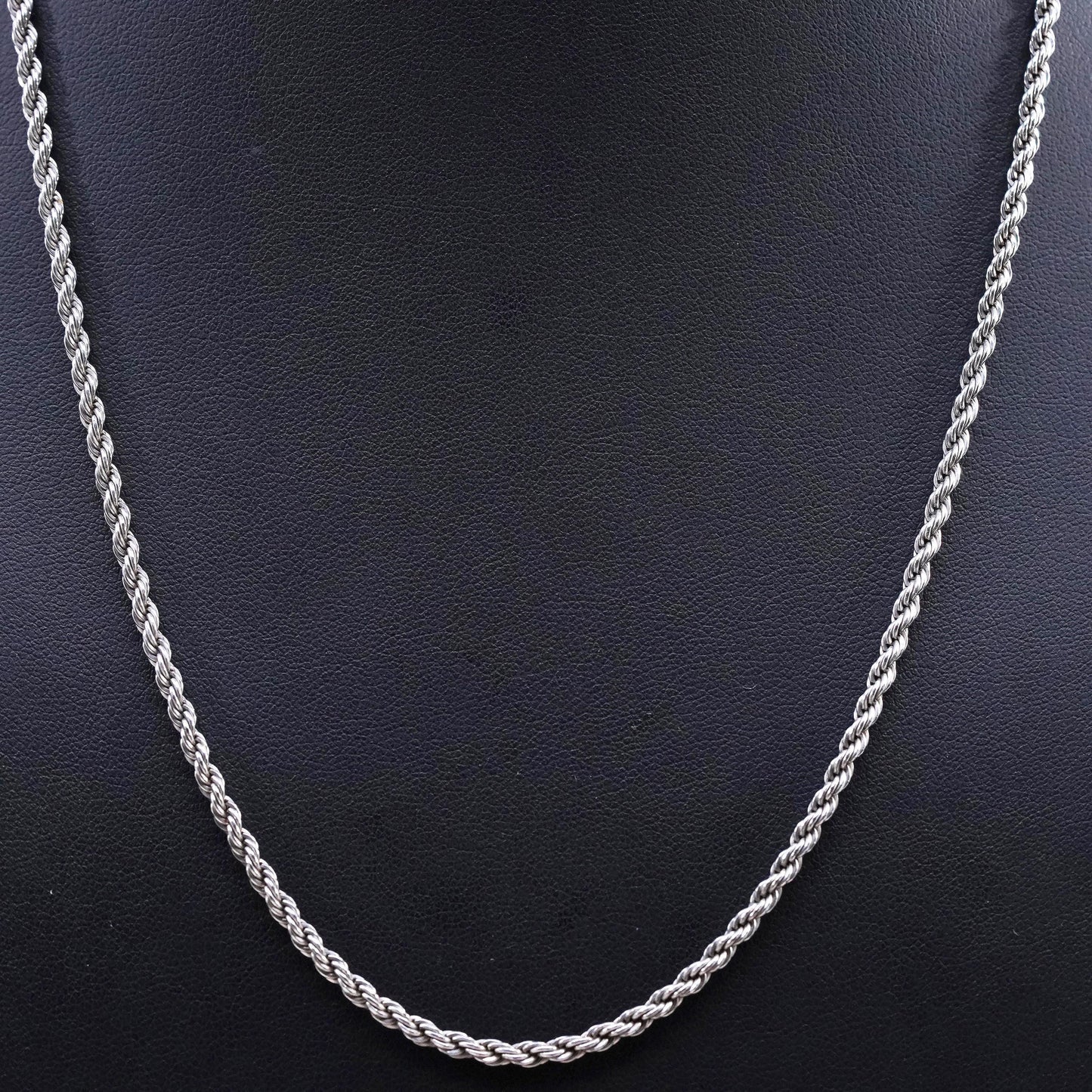 20” 3mm, vintage Sterling silver handmade necklace, 925 diamond rope chain
