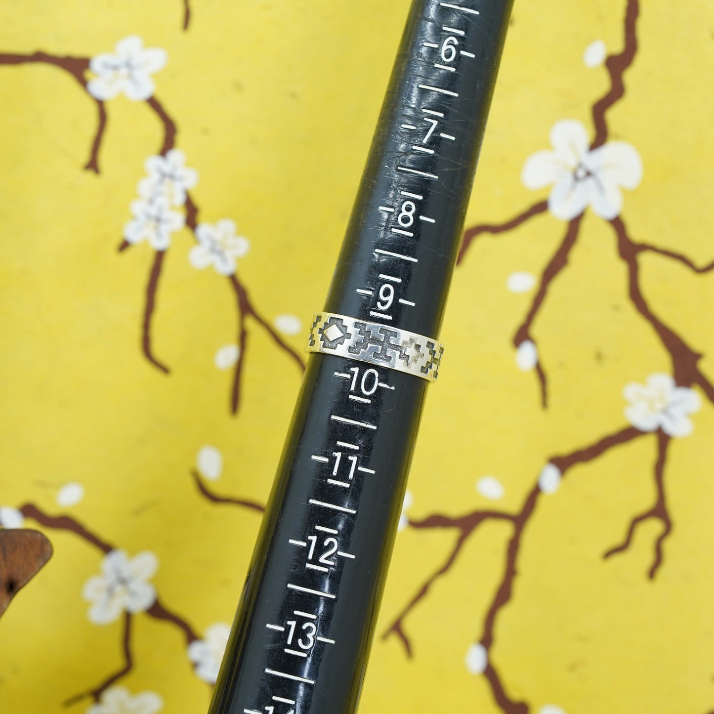 Size 9.25, vintage Sterling silver handmade ring, Hopi 925 cross band