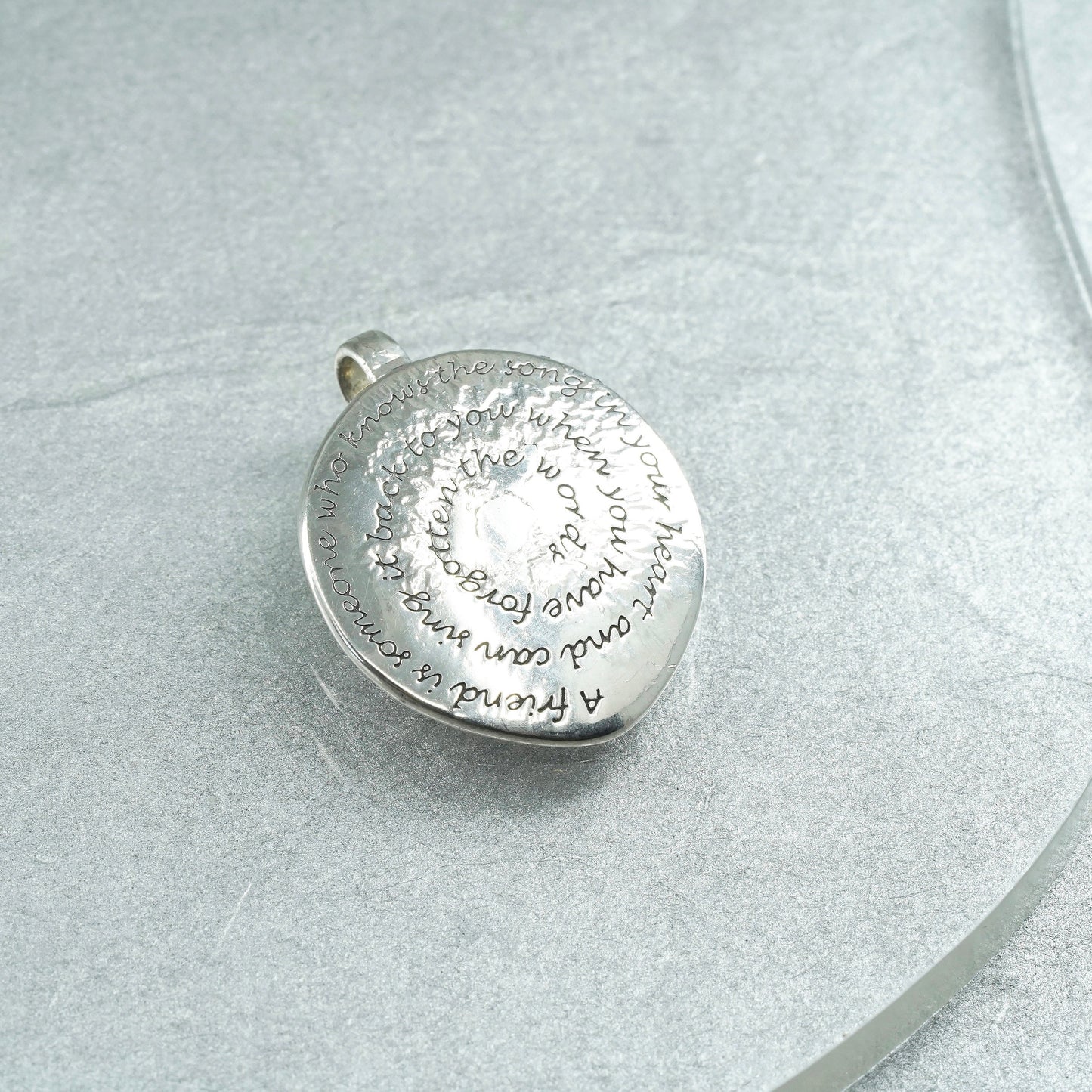 Vintage Sterling silver charm, 925 disc “a friend is who knows song in heart