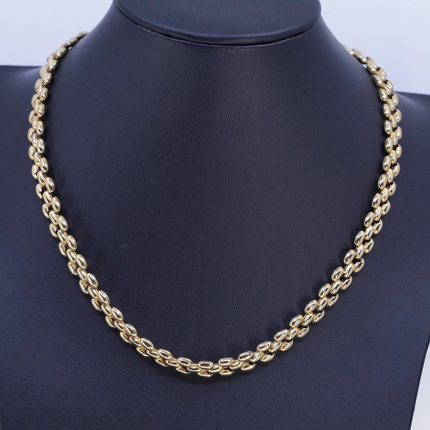 17", Milor Italy vermeil gold plated Sterling 925 silver puffy anchor necklace