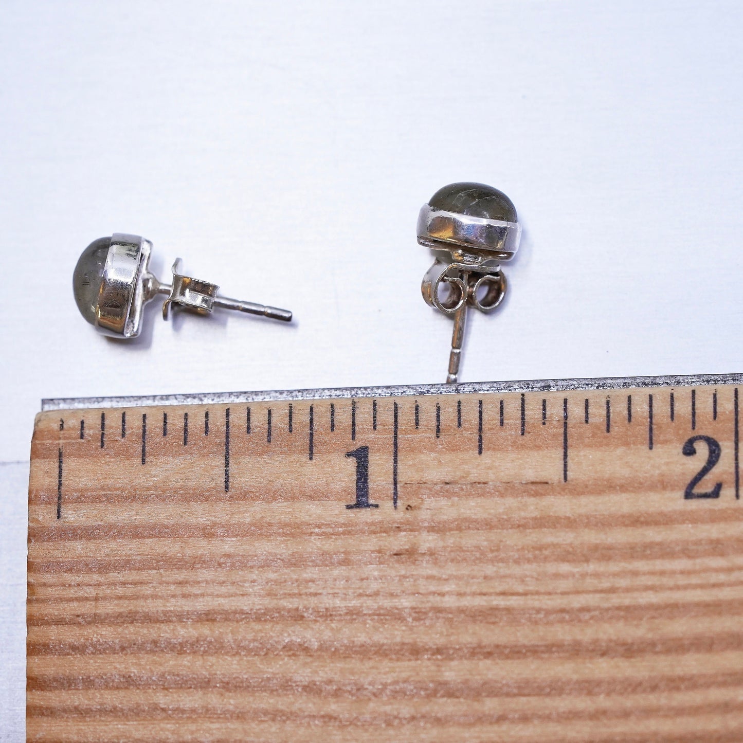 Vintage Sterling 925 silver handmade studs earrings with moonstone