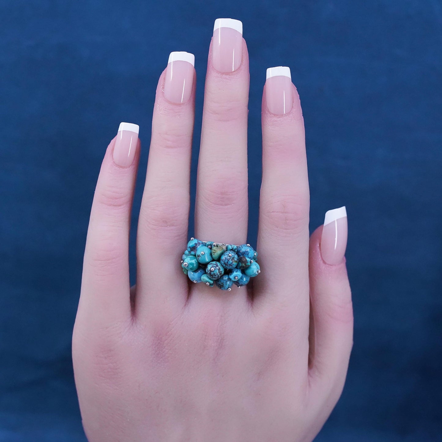 Size 7.25, Sterling 925 silver ring, Native American, southwestern turquoise