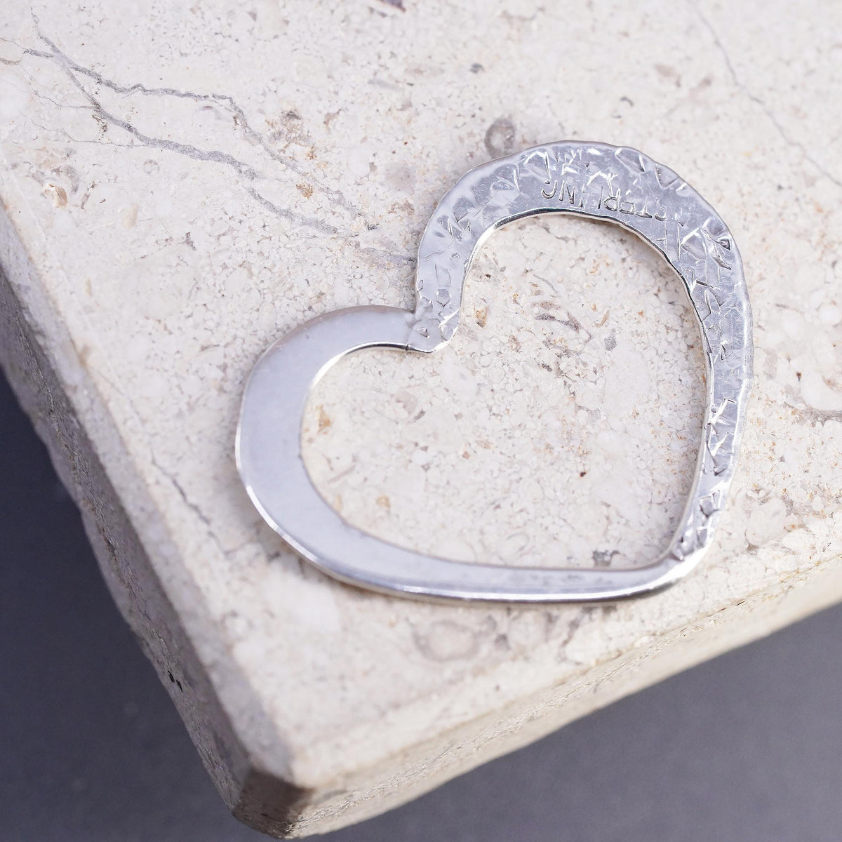 Vintage Southwestern Sterling silver handmade pendant, textured 925 heart charm