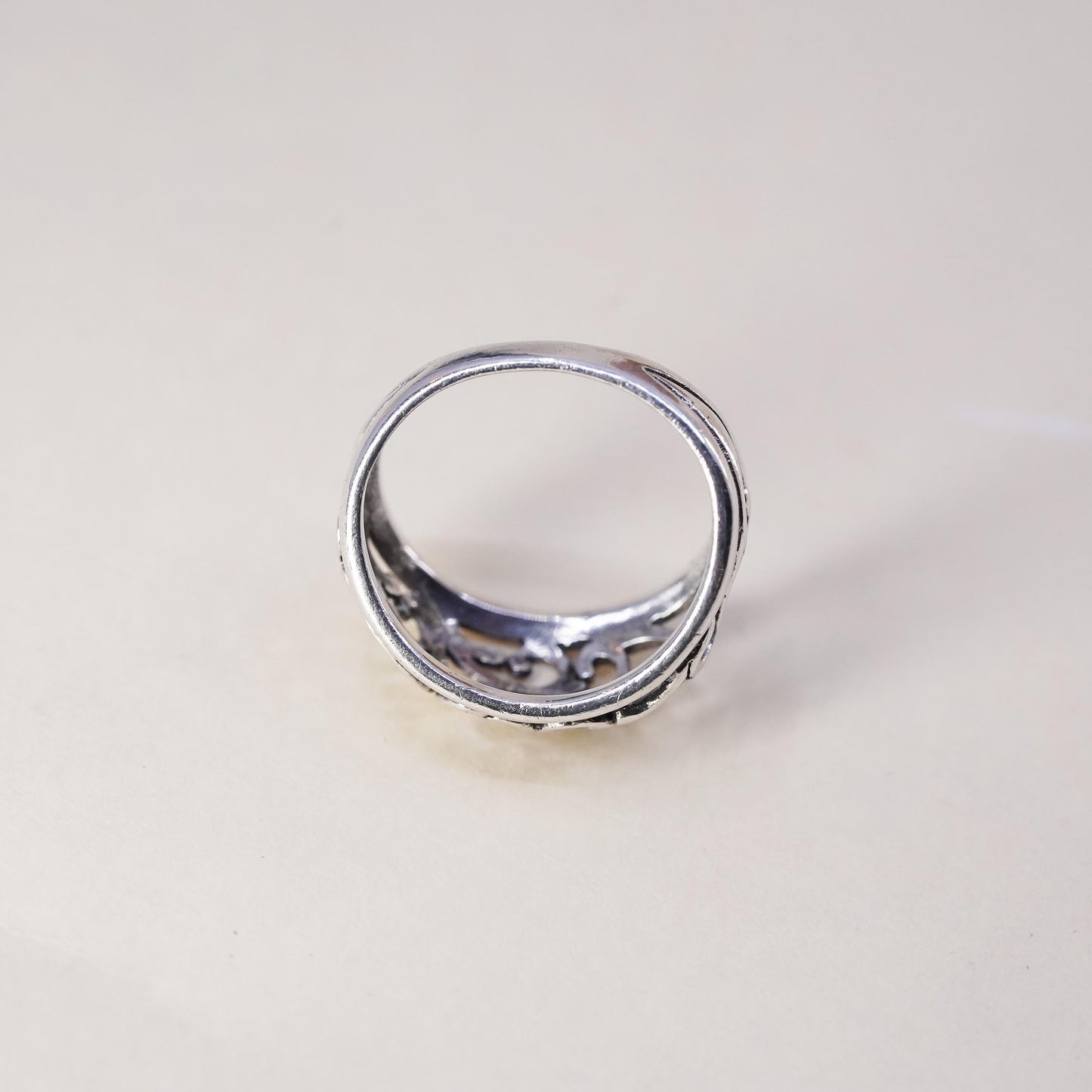 Size 4.5, Vintage sterling silver handmade filigree ring, 925 band