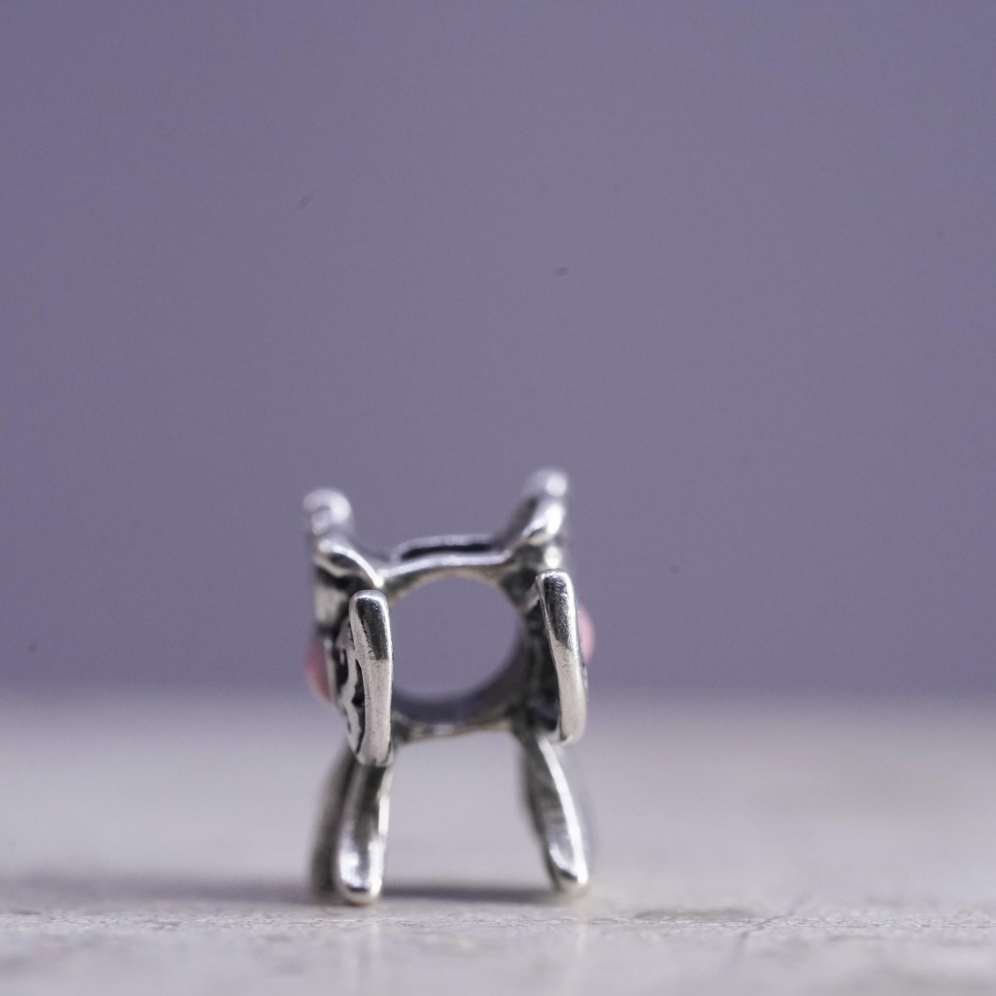 Vintage sterling silver handmade pendant, 925 Angel charm w//pink enamel heart