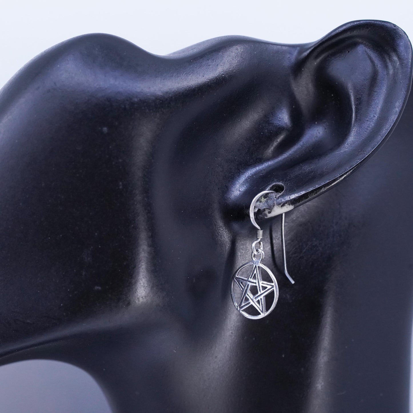 Vintae 925 Sterling Silver handmade Star Earrings, Dangles