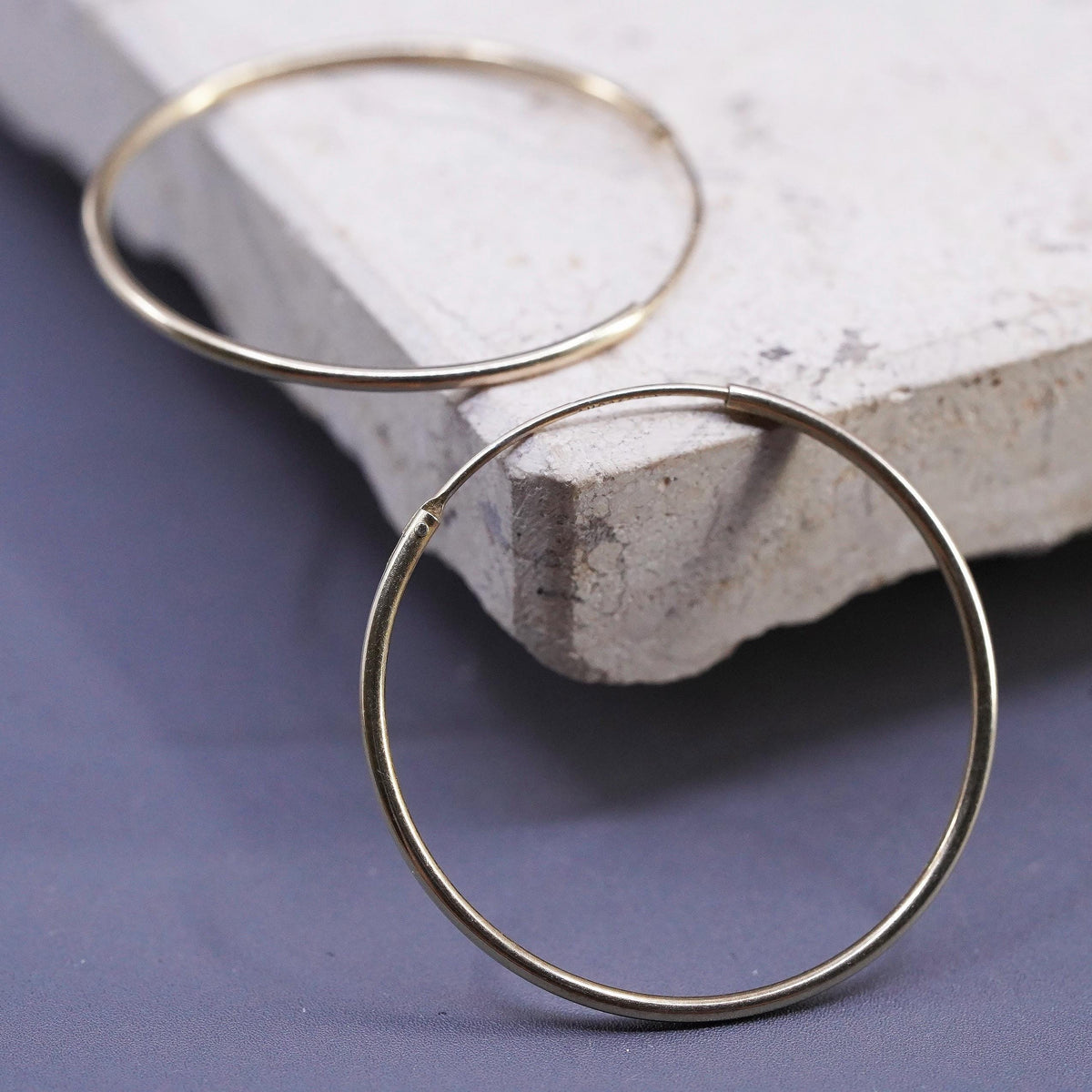 1.25", vintage vermeil gold over Sterling silver earrings, 925 thin hoops