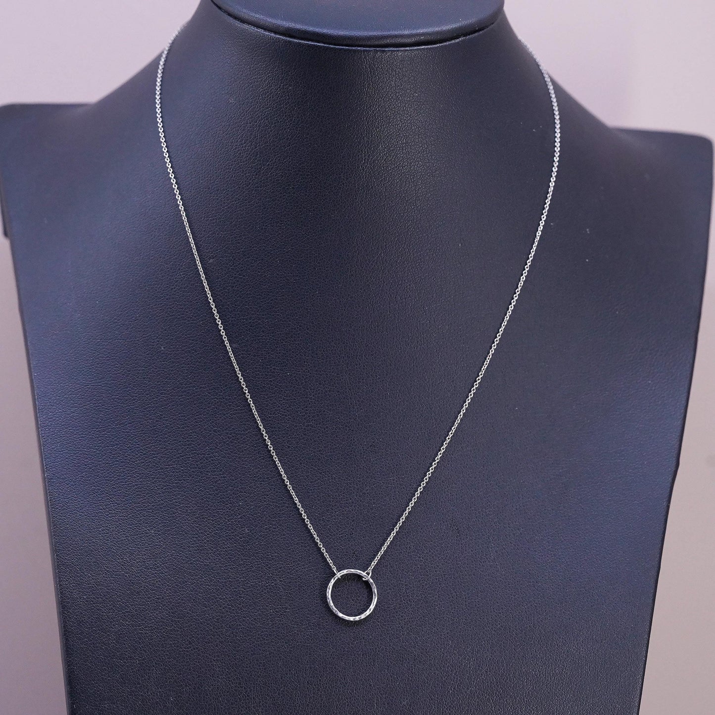 16", vintage Sterling silver necklace, 925 circle chain with circle pendant