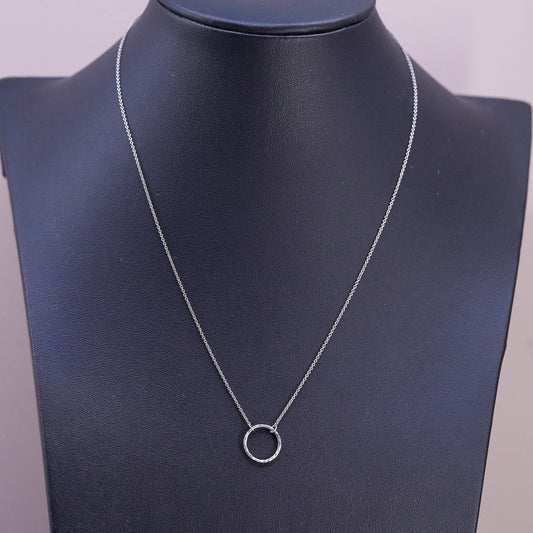 16", vintage Sterling silver necklace, 925 circle chain with circle pendant