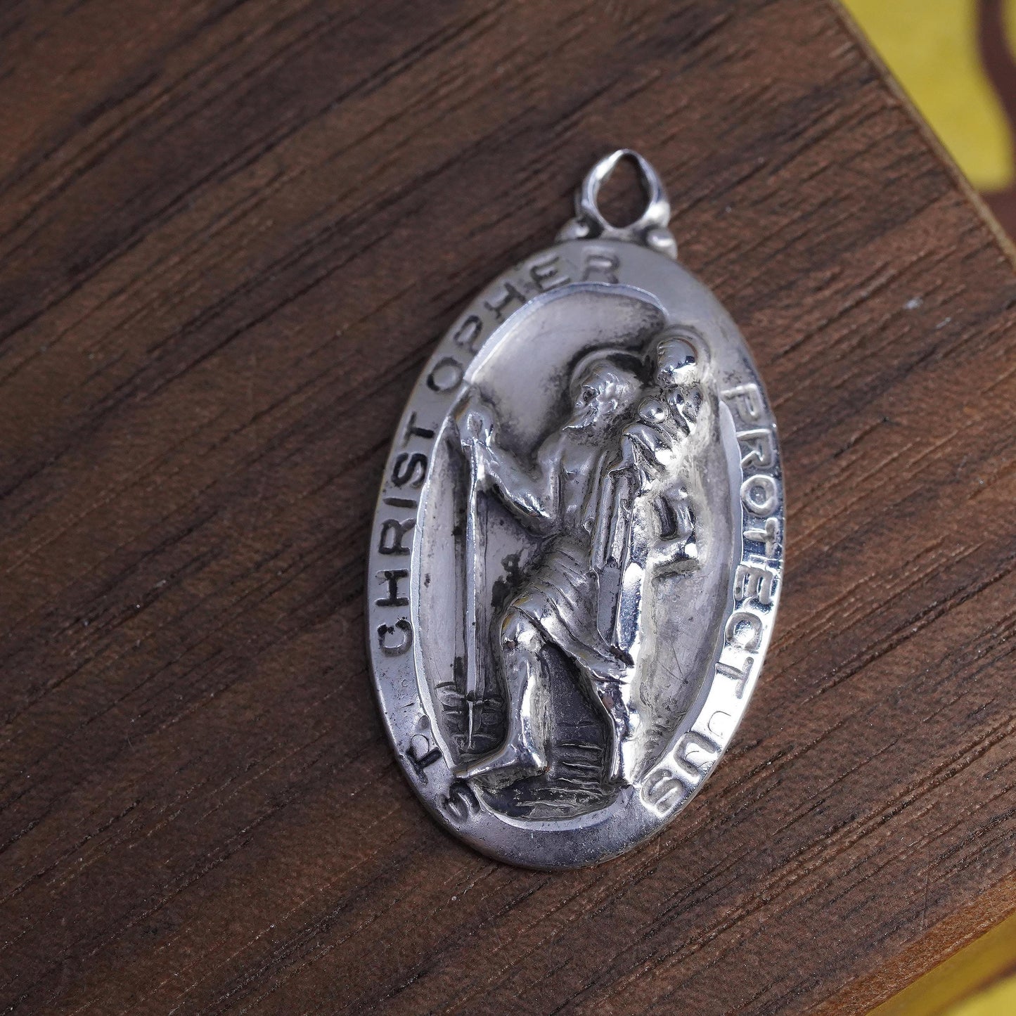 M DE Jean Sterling Silver 925 Saint Christopher Medal Pendant, Protect Us Charm