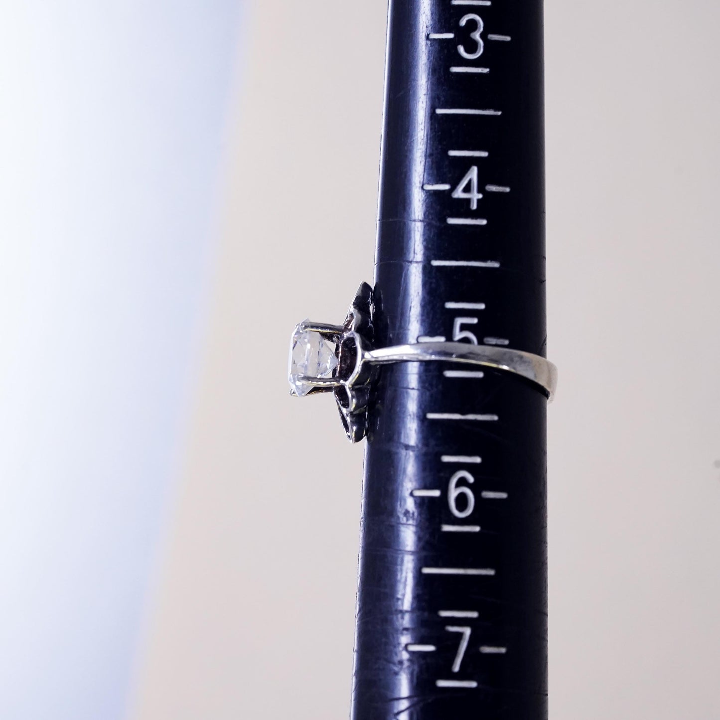 Size 5, vintage Sterling 925 silver Statement ring with cz
