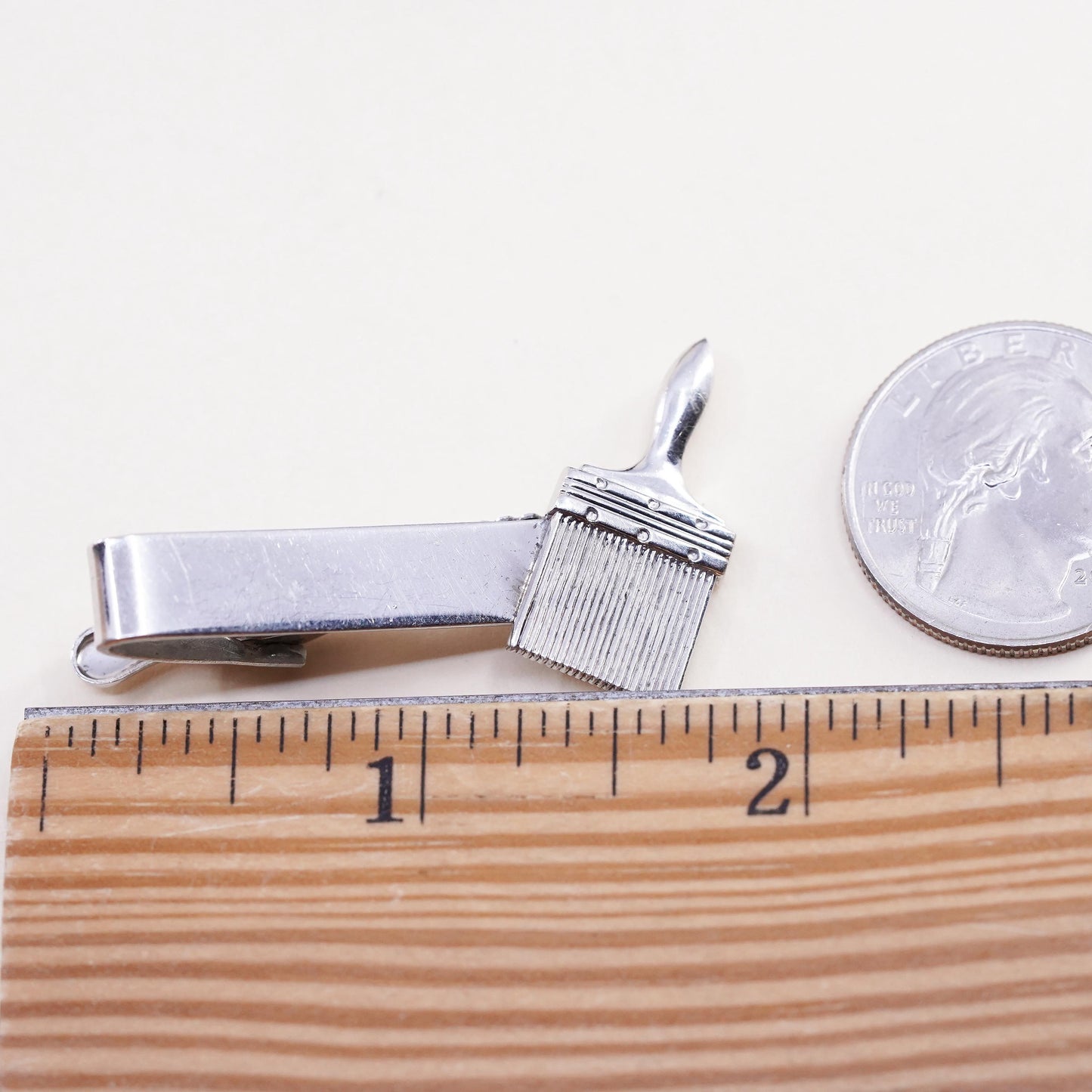 Vintage Baker sterling 925 silver handmade tie clip with paint brush