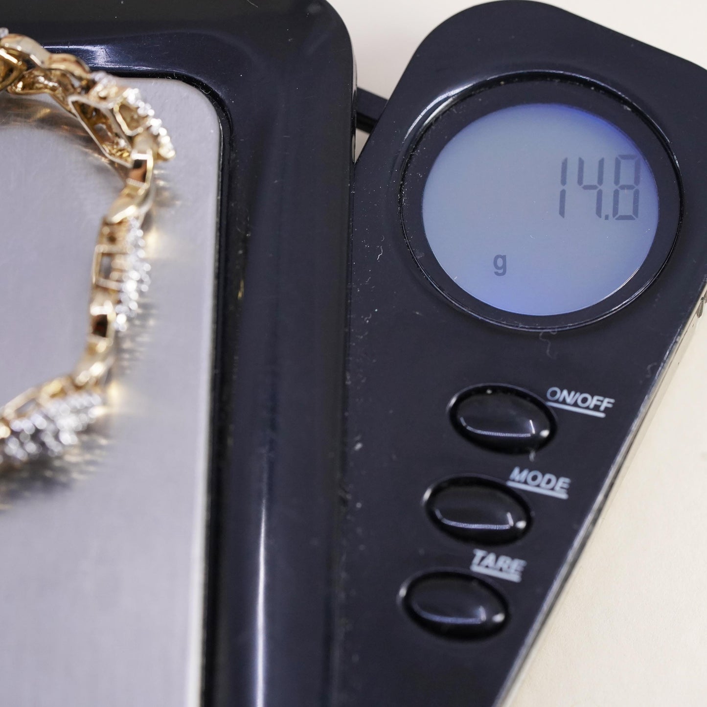7.25”, vermeil gold over sterling silver tennis bracelet 925 XOXO chain diamond