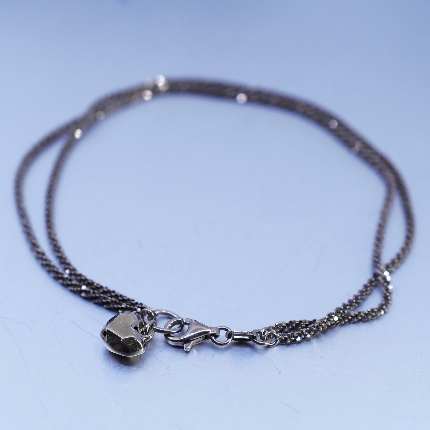 10”, Italy Milor gold Sterling 925 silver twisted bracelet anklet heart charm