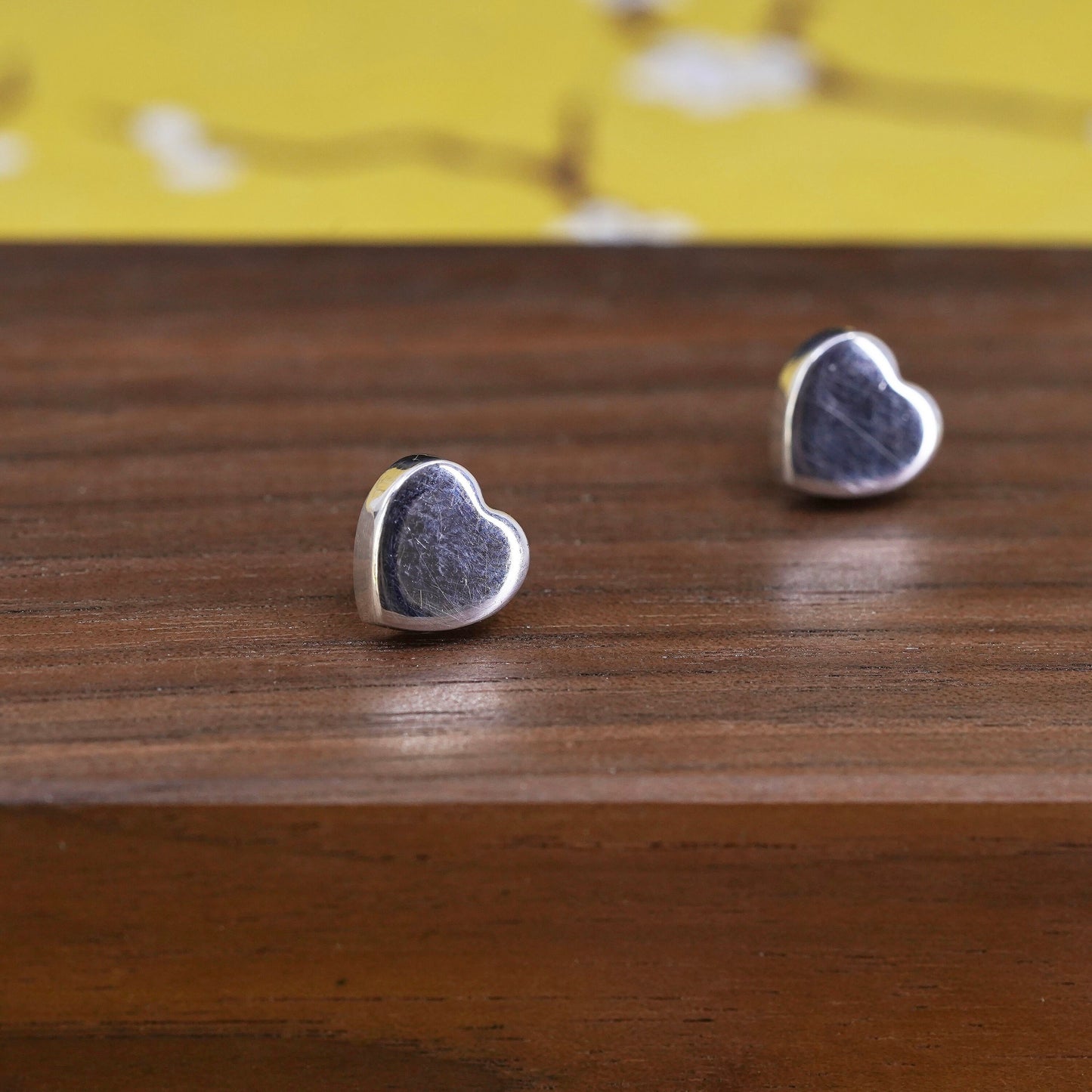 Vintage Dyadema Sterling silver handmade earrings, 925 heart studs