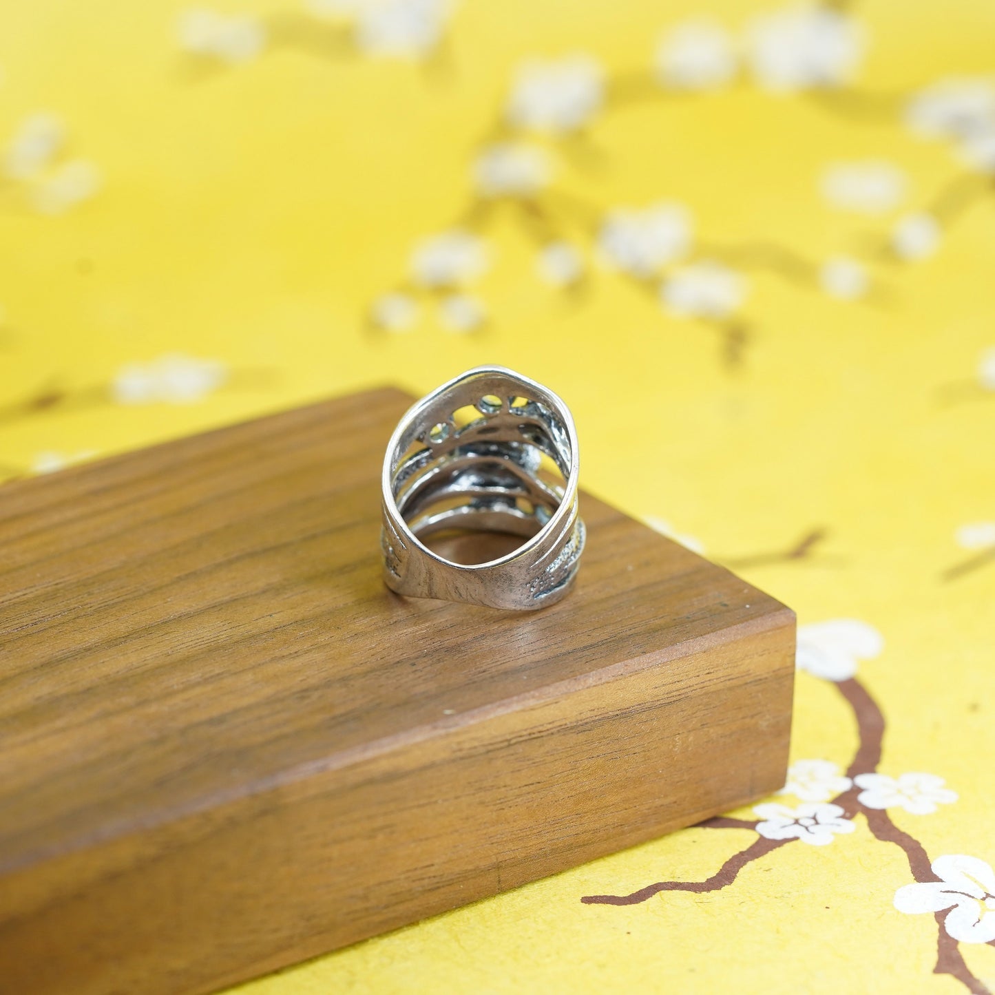 Size 7.25, Israel Shablool Didae sterling silver ring rose flower, 925 band