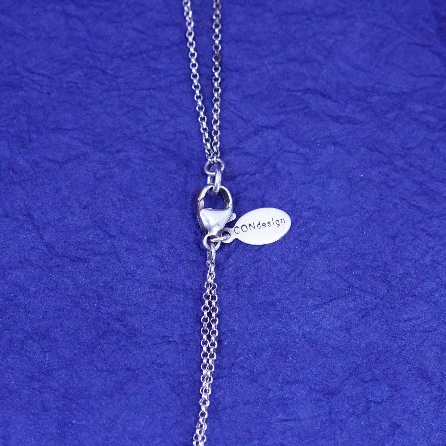 17”, vtg Con design Sterling silver necklace, double strands 925 circle chain