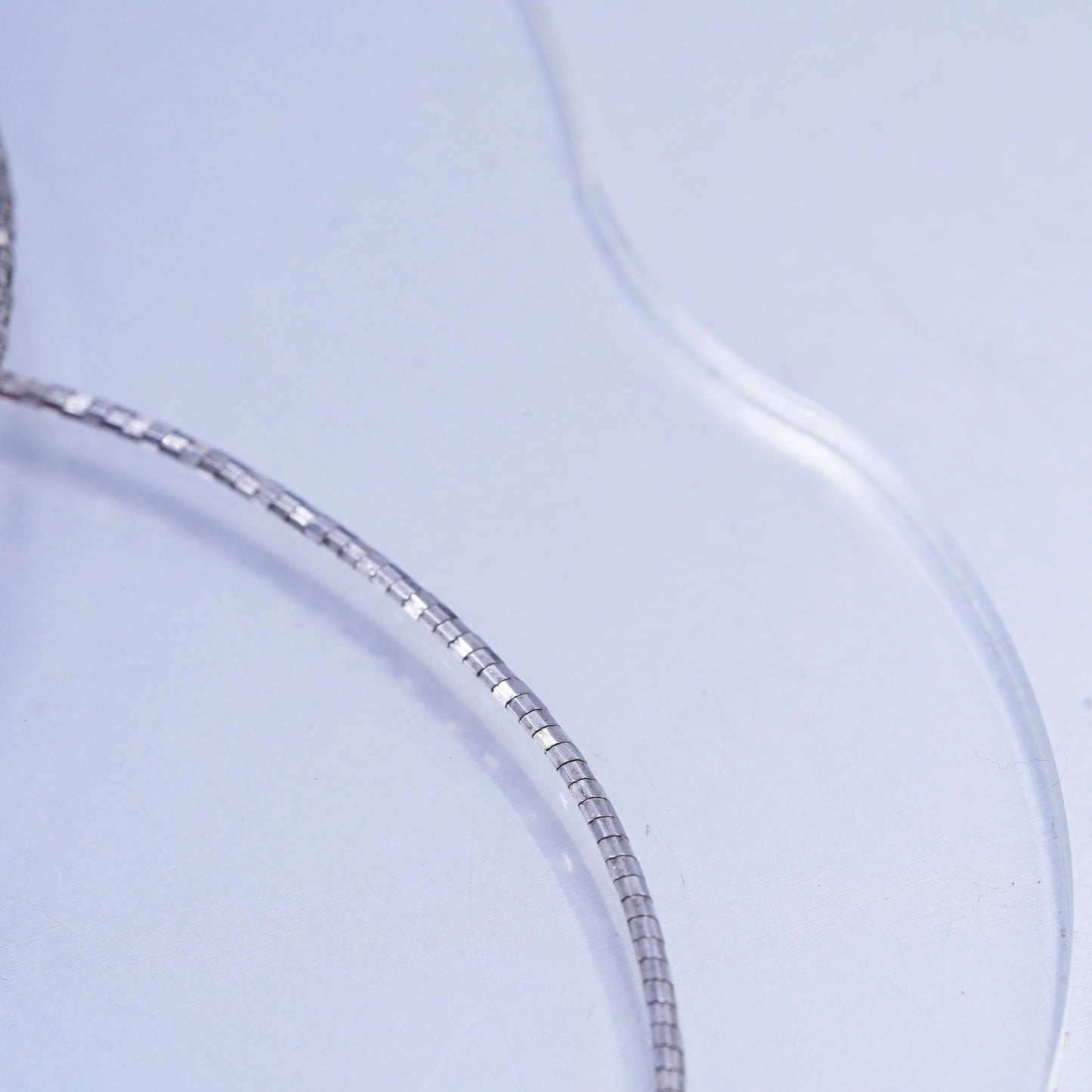 17" 2mm, vintage Milor Italy Sterling 925 silver twisted snake chain necklace