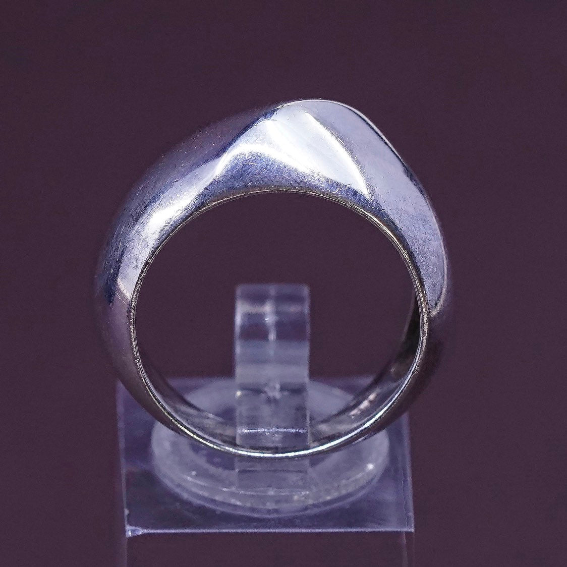 sz 8, vtg Sterling silver handmade ring, 925 ribbed band