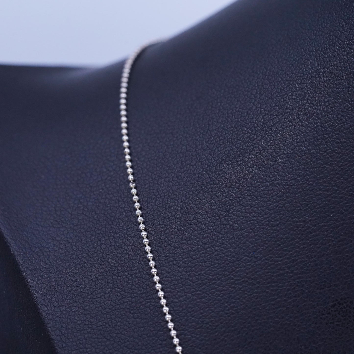 18” 1mm, vintage Italy Sterling 925 silver bead chain necklace