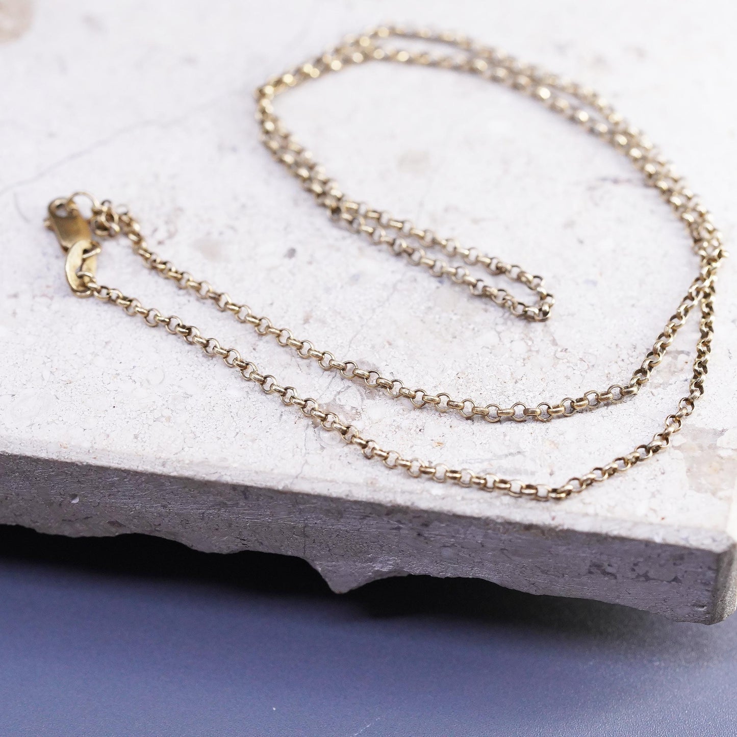 16", vintage vermeil gold Sterling silver handmade necklace, 925 circle chain