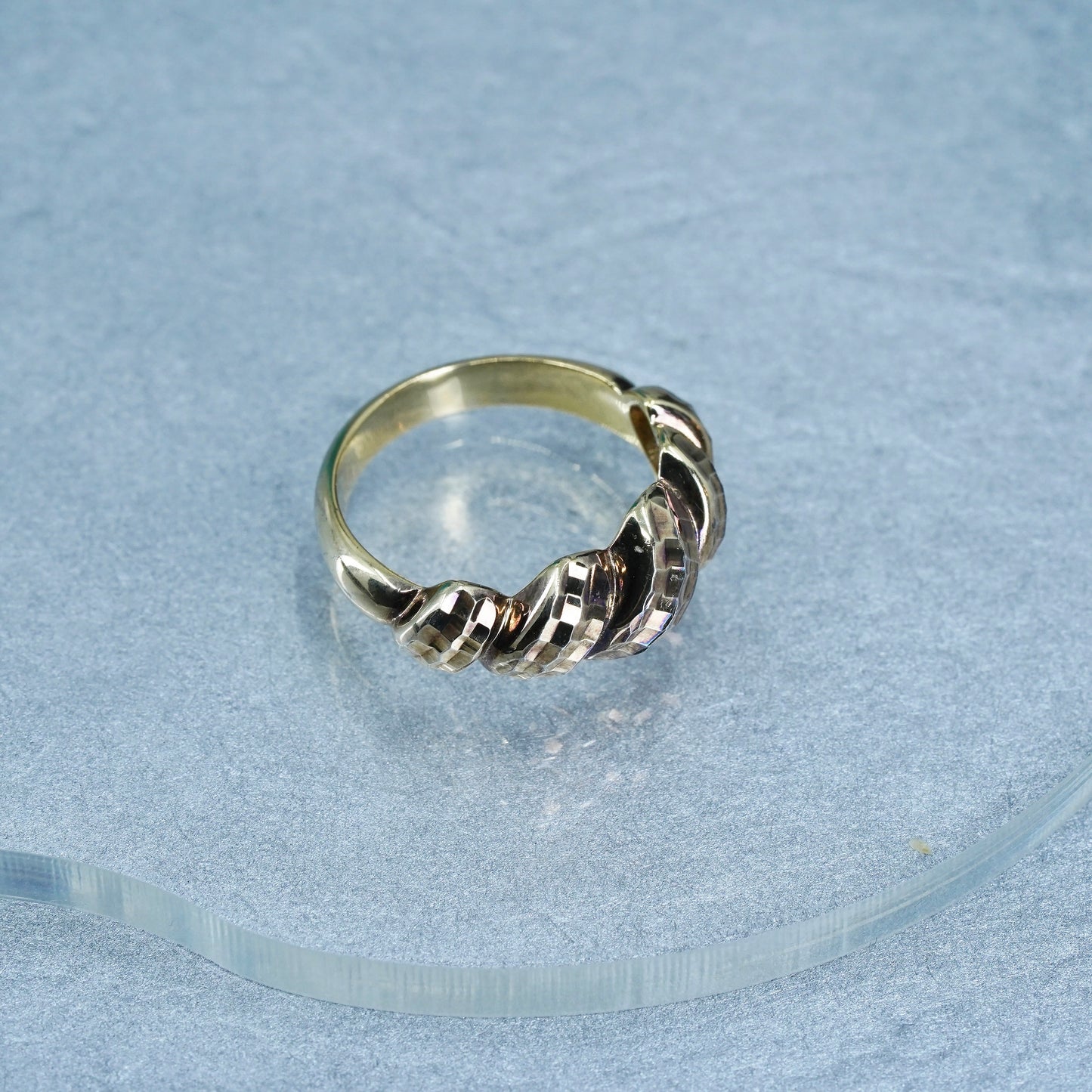 Size 7, vtg Italian Itaor vermeil gold filled Sterling 925 silver textured ring