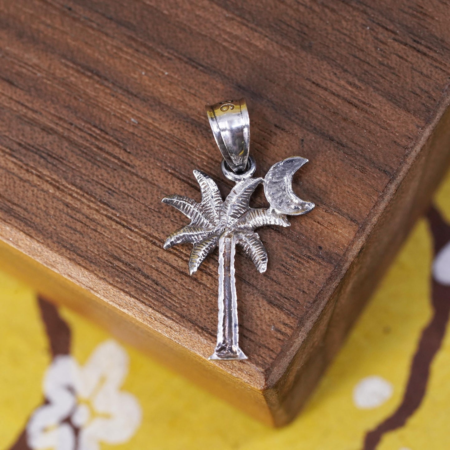 Vintage Sterling silver handmade pendant, 925 palm tree charm