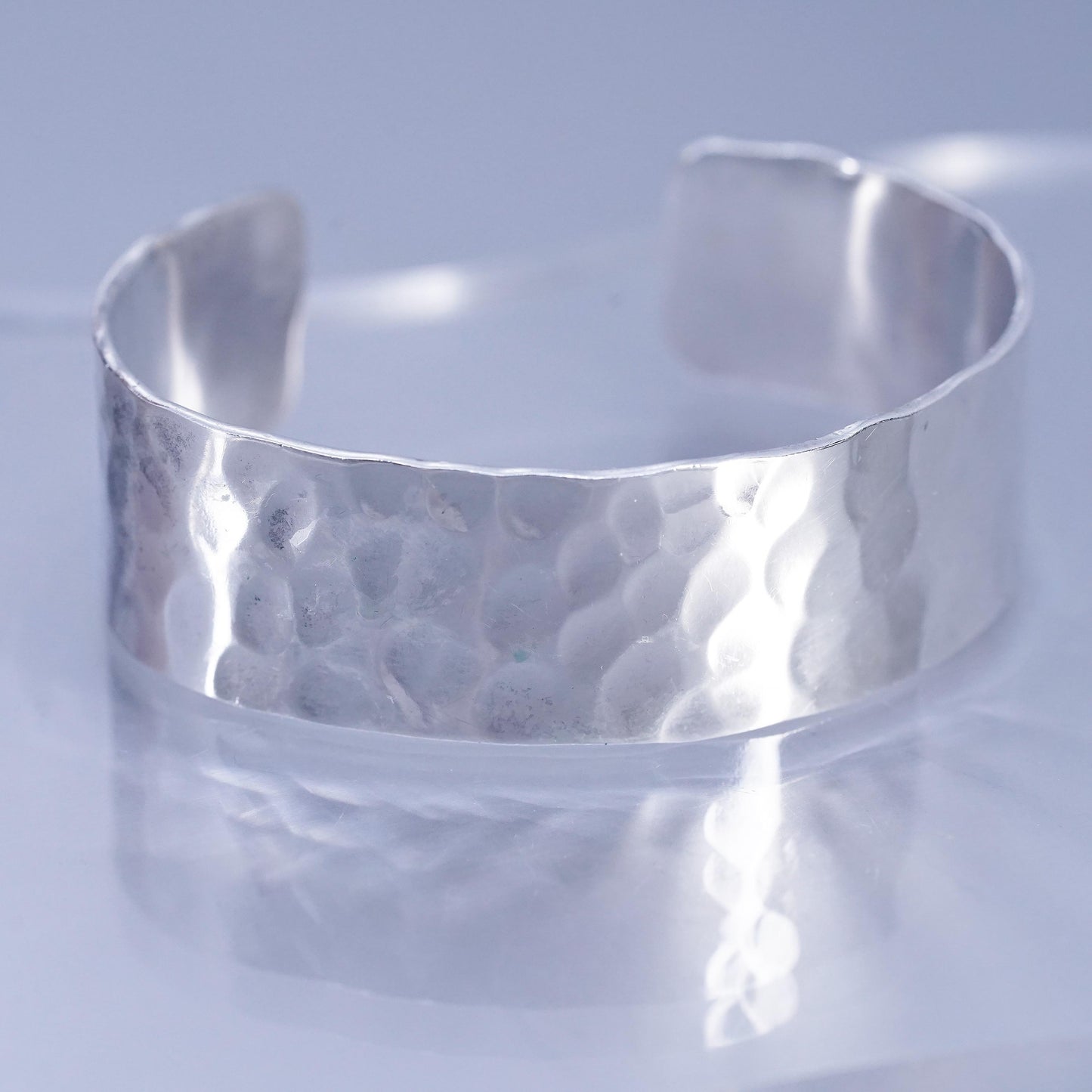 6.75”, Vintage Sterling 925 silver handmade bracelet, hammered textured cuff