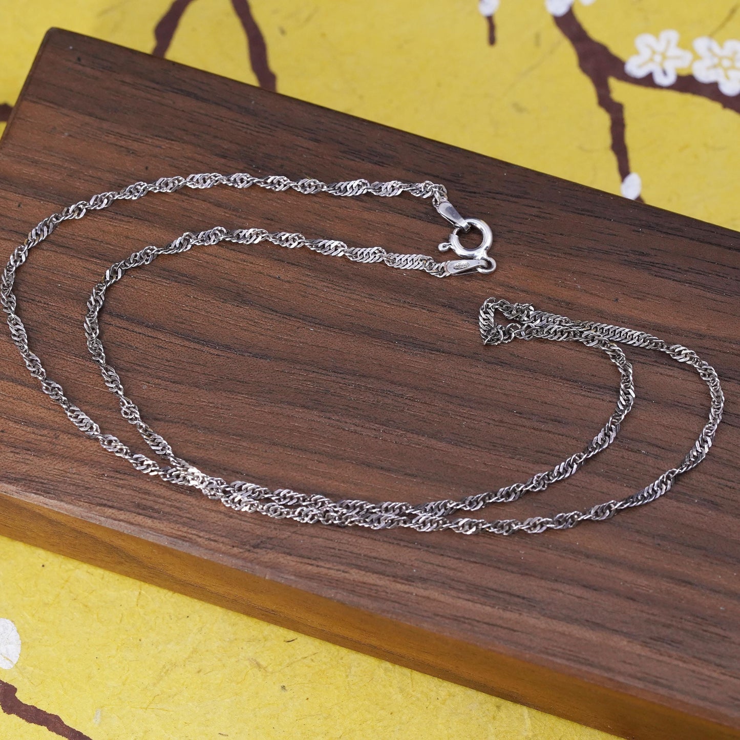 18”, 2mm, vintage Sterling silver necklace, 925 twisted curb chain