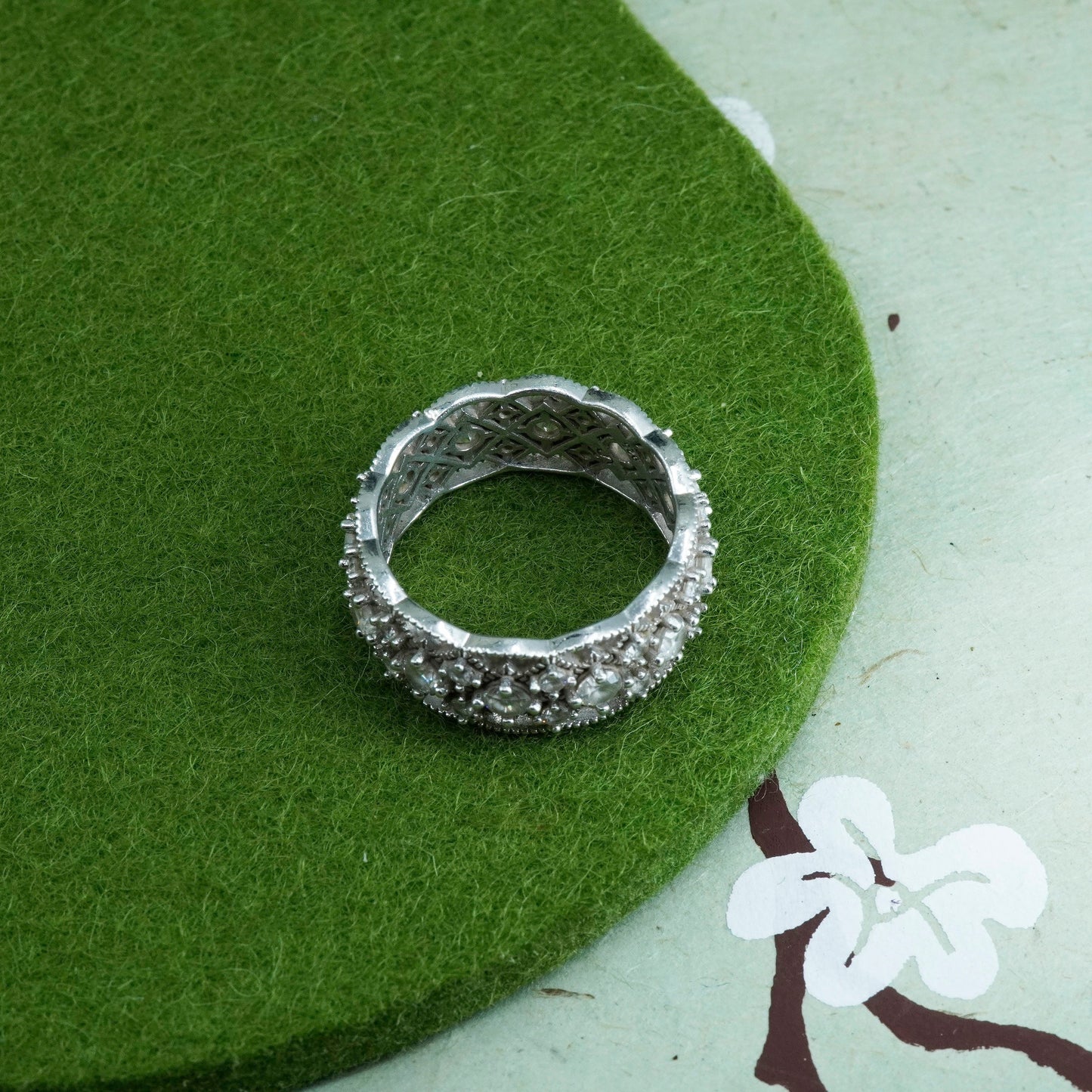 Size 8, Sterling silver ring, 925 silver with Cluster CZ cluster