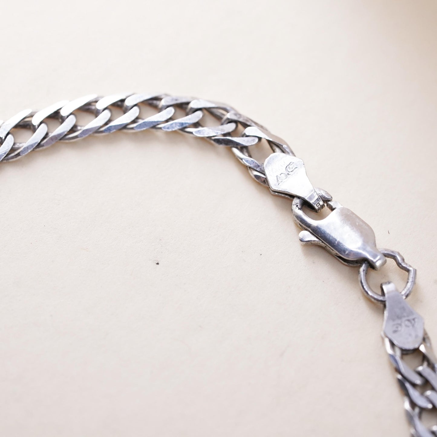 7.75”, 5mm, Vintage sterling 925 silver handmade curb bracelet