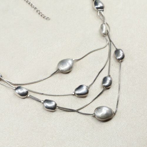 18"+3”, 1.6mm, Vtg sterling silver beads necklace, 925 nugget