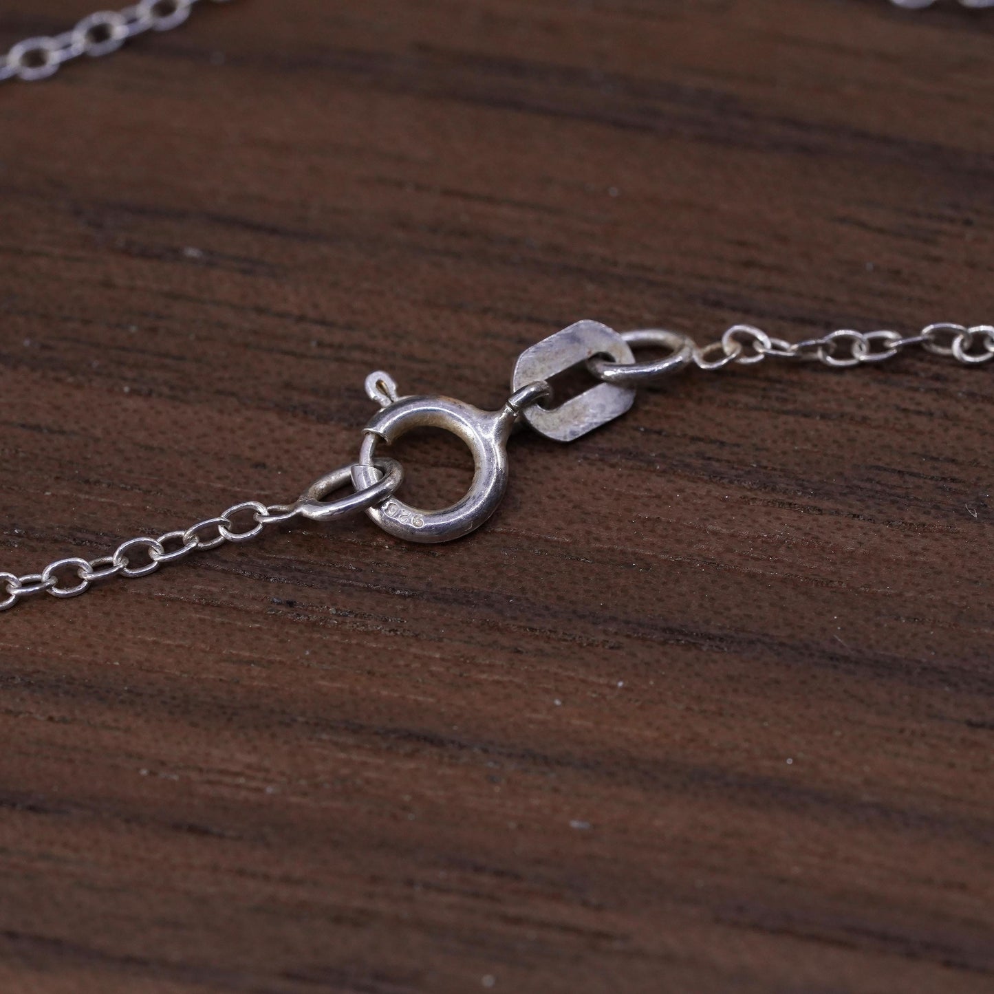19", vintage Sterling silver necklace, 925 circle chain healing crystal pendant