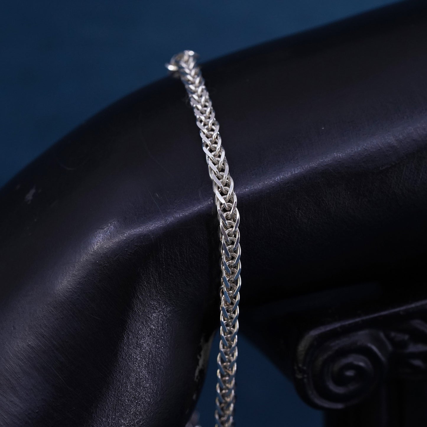7.25”, vintage Italian Milor Sterling silver bracelet, bold 925 wheat chain