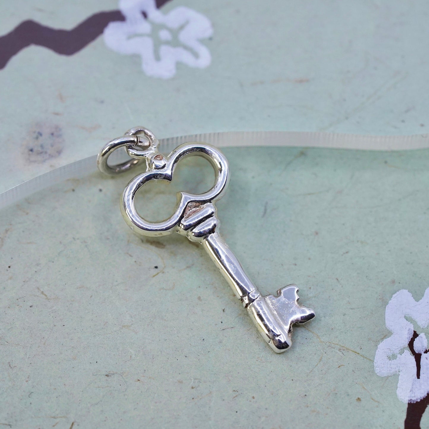Vintage sterling silver key pendant, 925 charm