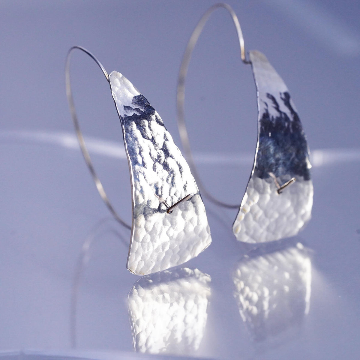 VTG Turkish Sterling 925 silver textured tag earrings with 14K gold wire hooks